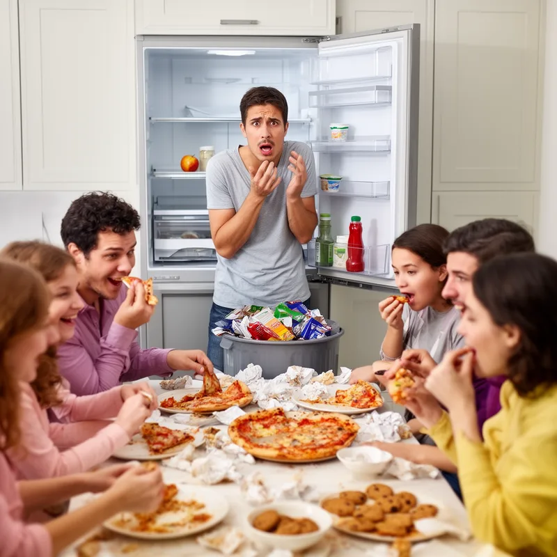 to eat out of house and home