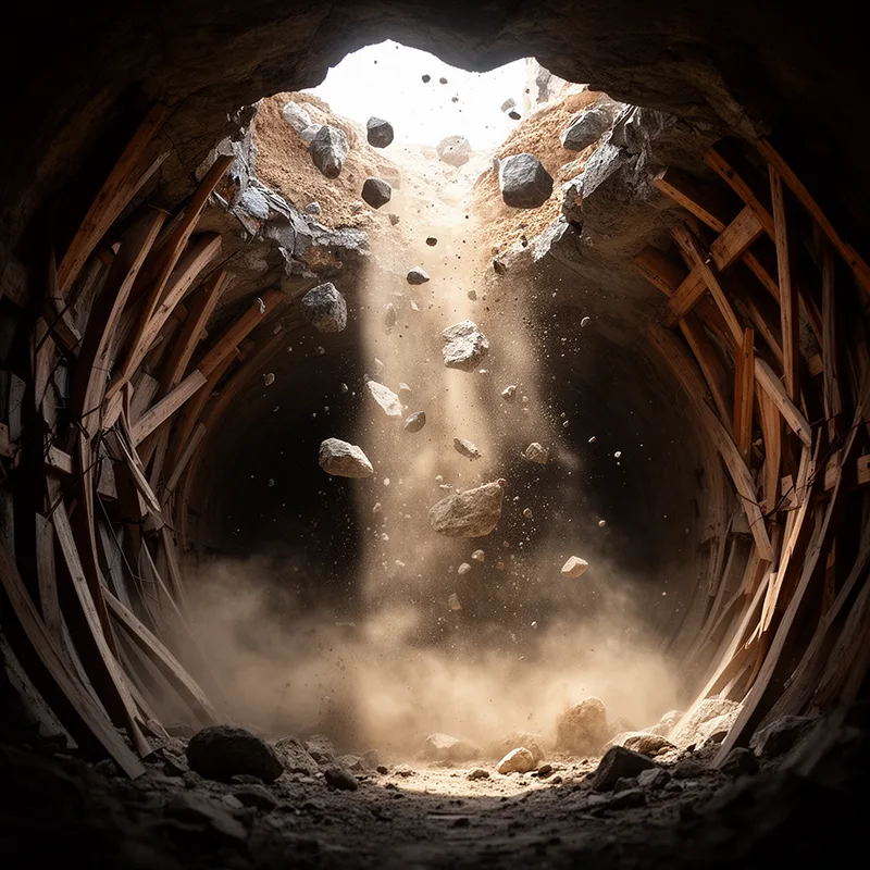 to cave in