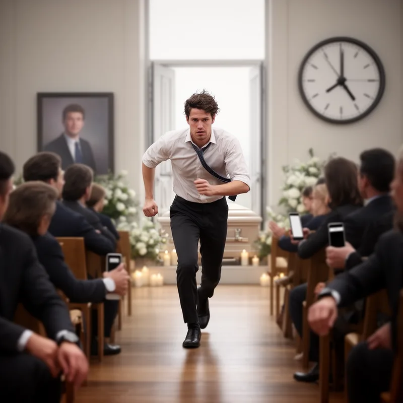 late for one's own funeral