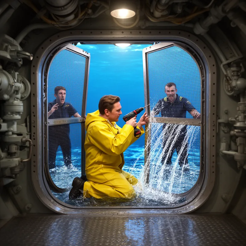 install a screen door on a submarine