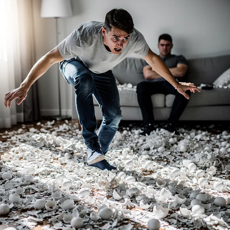 to walk on eggshells