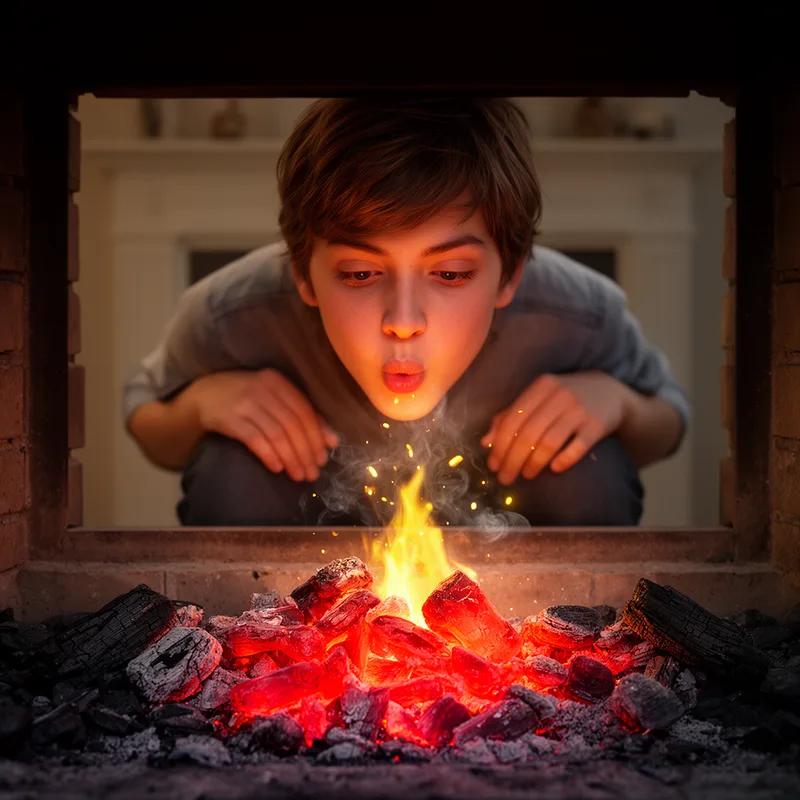 to blow the coals