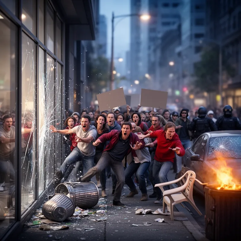 to erupt into riot