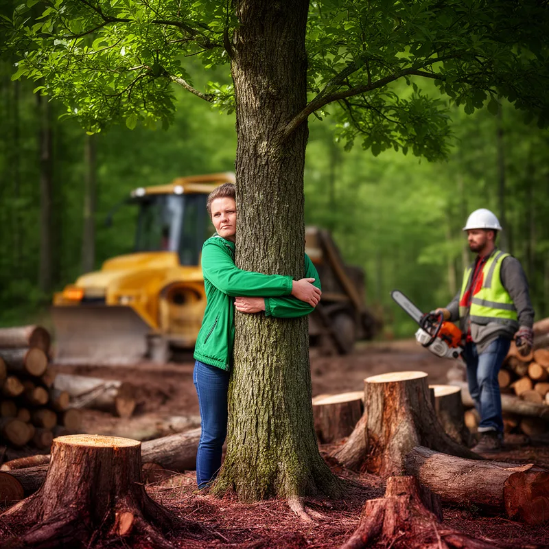 tree-hugging activist