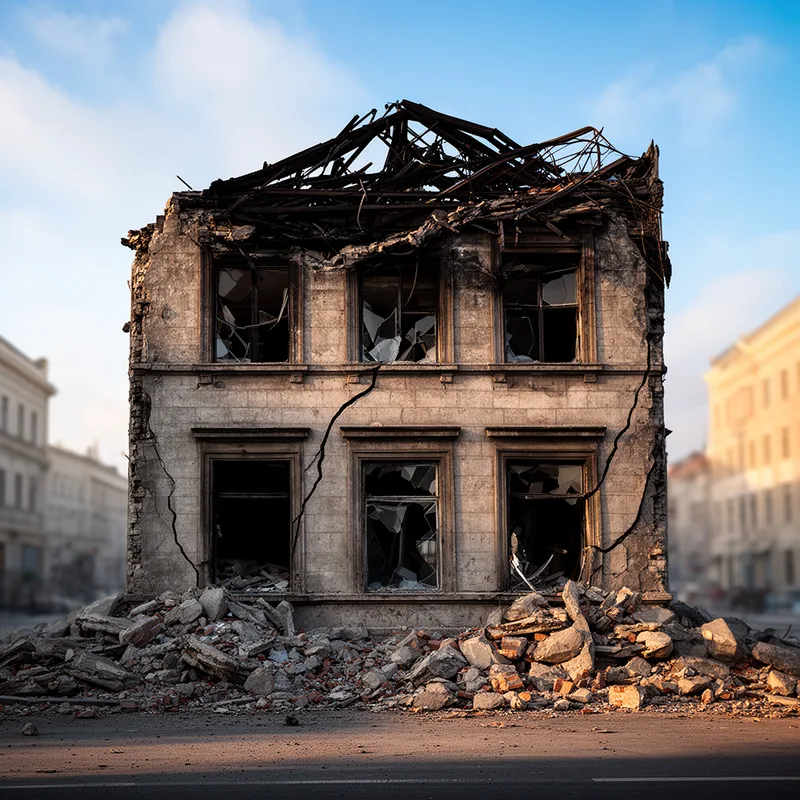 left in ruins
