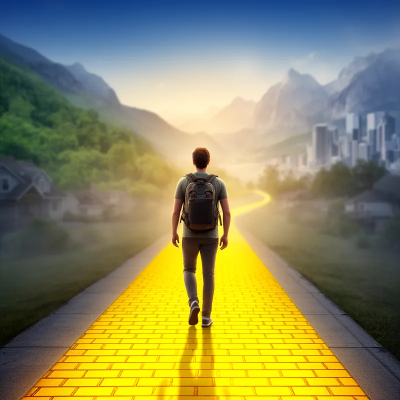 to walk down a yellow brick road