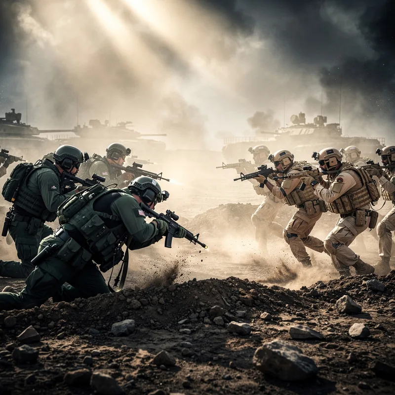 at war