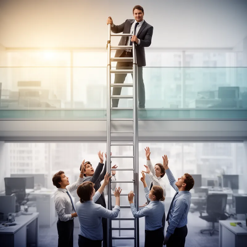 to pull the ladder up behind oneself